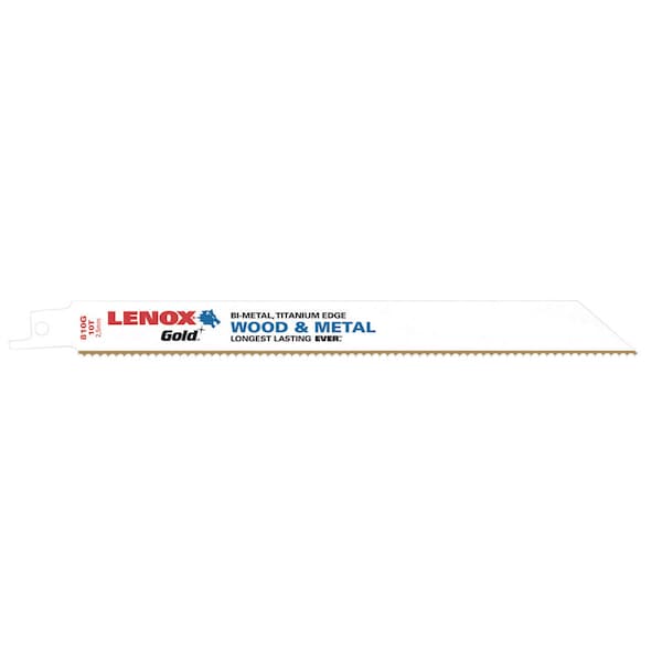 Lenox Gold 8 in. Bi-Metal Reciprocating Saw Blade 10 TPI 5 pk